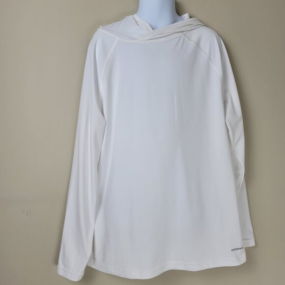 Patagonia Kids Capilene Cool Hoodie Boys Medium White Long Sleeve Sun Shirt - Picture 3 of 11